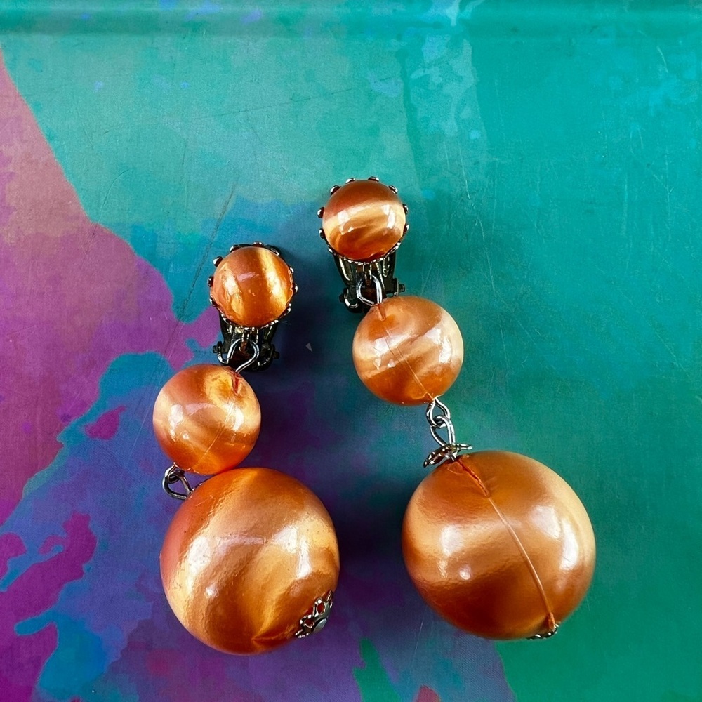 Vintage 1960s Orange Beaded Earrings​